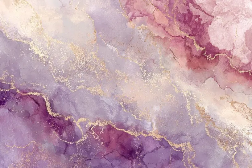 Violet and gold marble artwork as the practice color world